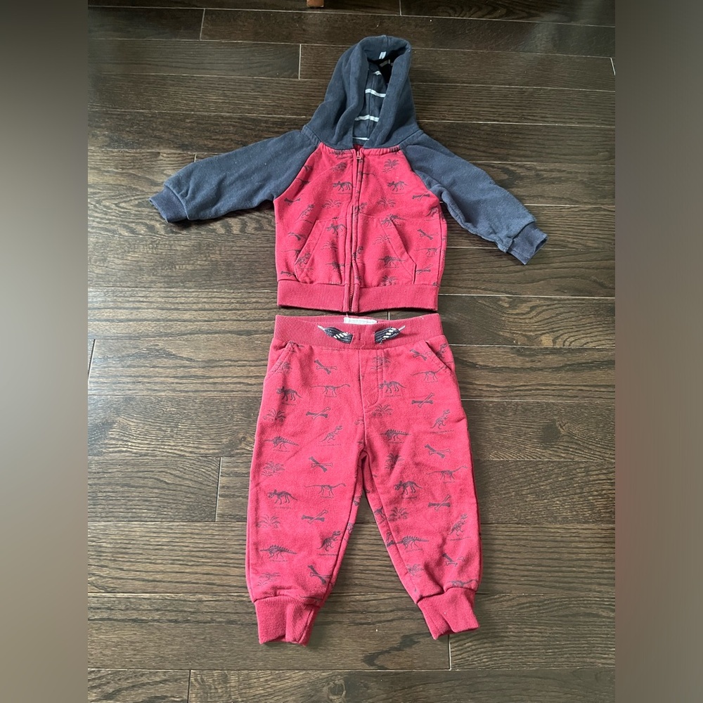 Free Planet Red and Gray Kids Dinosaur Jogger Set